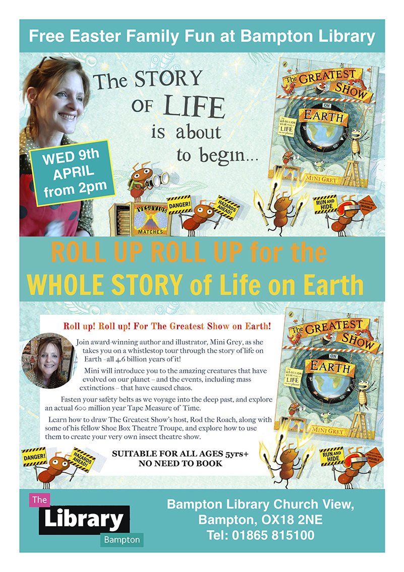 OXFORDSHIRE PEOPLE! I'll be at Bampton Library tomorrow, Weds 9th April at 2pm with the whole story of Life on Earth - and it's FREE!!!
bamptoncommunityhub.org/event/roll-up-…