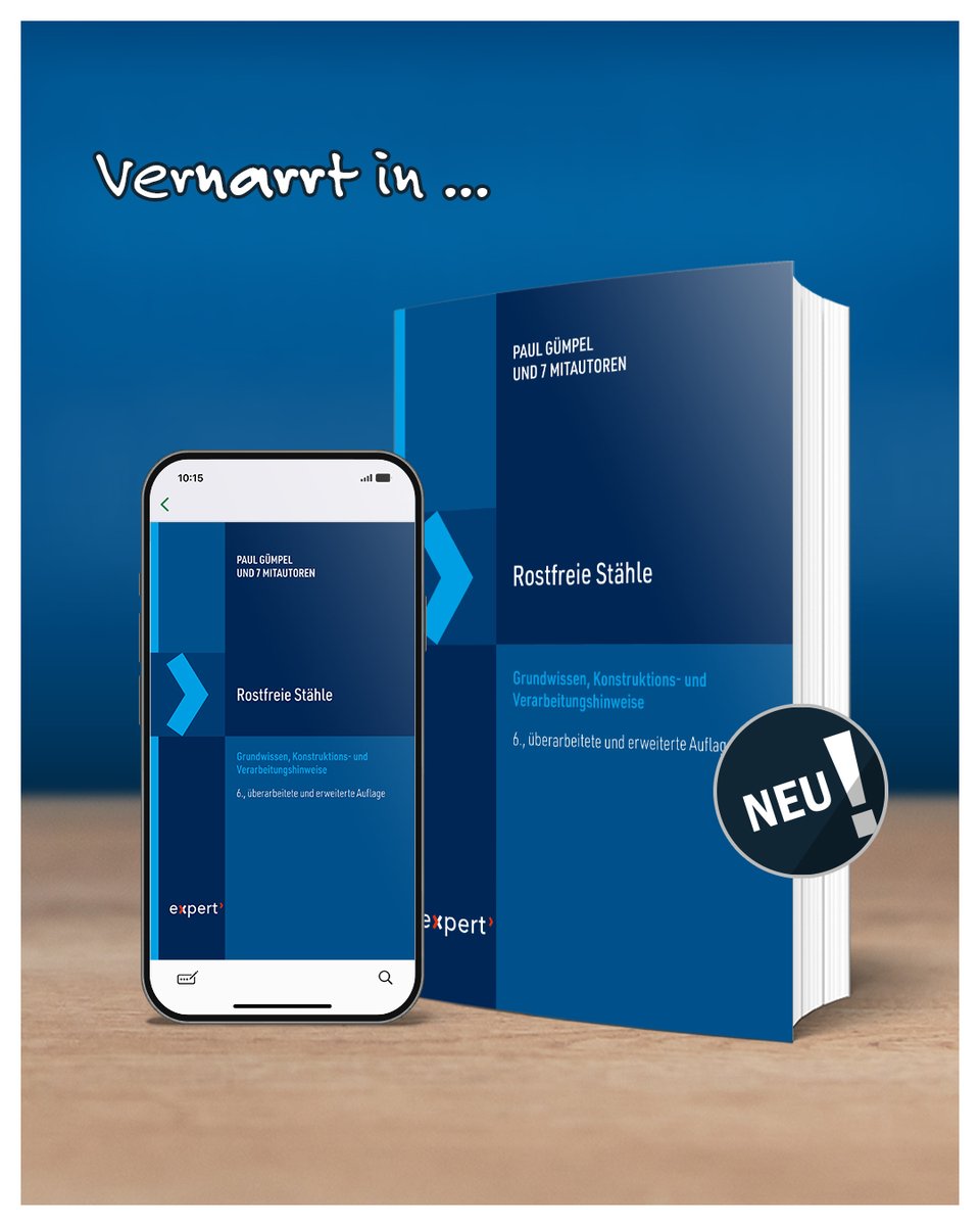 NEU! Die 6. Auflage von "Rostfreie Stähle". Grundwissen, Konstruktions- und Verarbeitungshinweise. Mehr dazu: narr.de/rostfreie-st%C…

#expertverlag #stahl #Werkstoffkunde #Maschinenbau