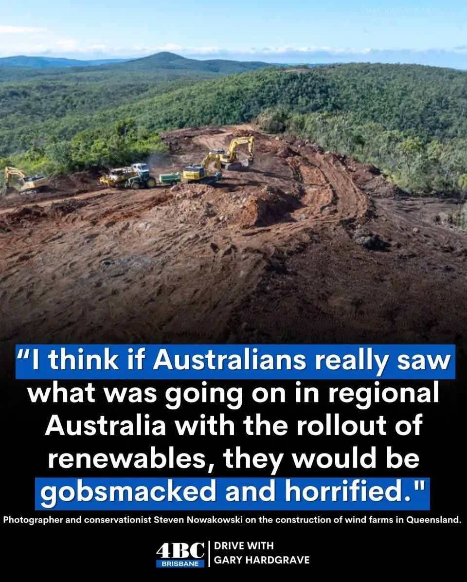 RositaDaz48's tweet image. Lotus Creek wind farm Queensland. This is how they are “ saving “ the environment, &amp;amp; the bigger they force our population to get, the more they will clear &amp;amp; destroy, because that’s how renewables work. 1 person arrives to live here every 80 seconds, before our natural growth.…