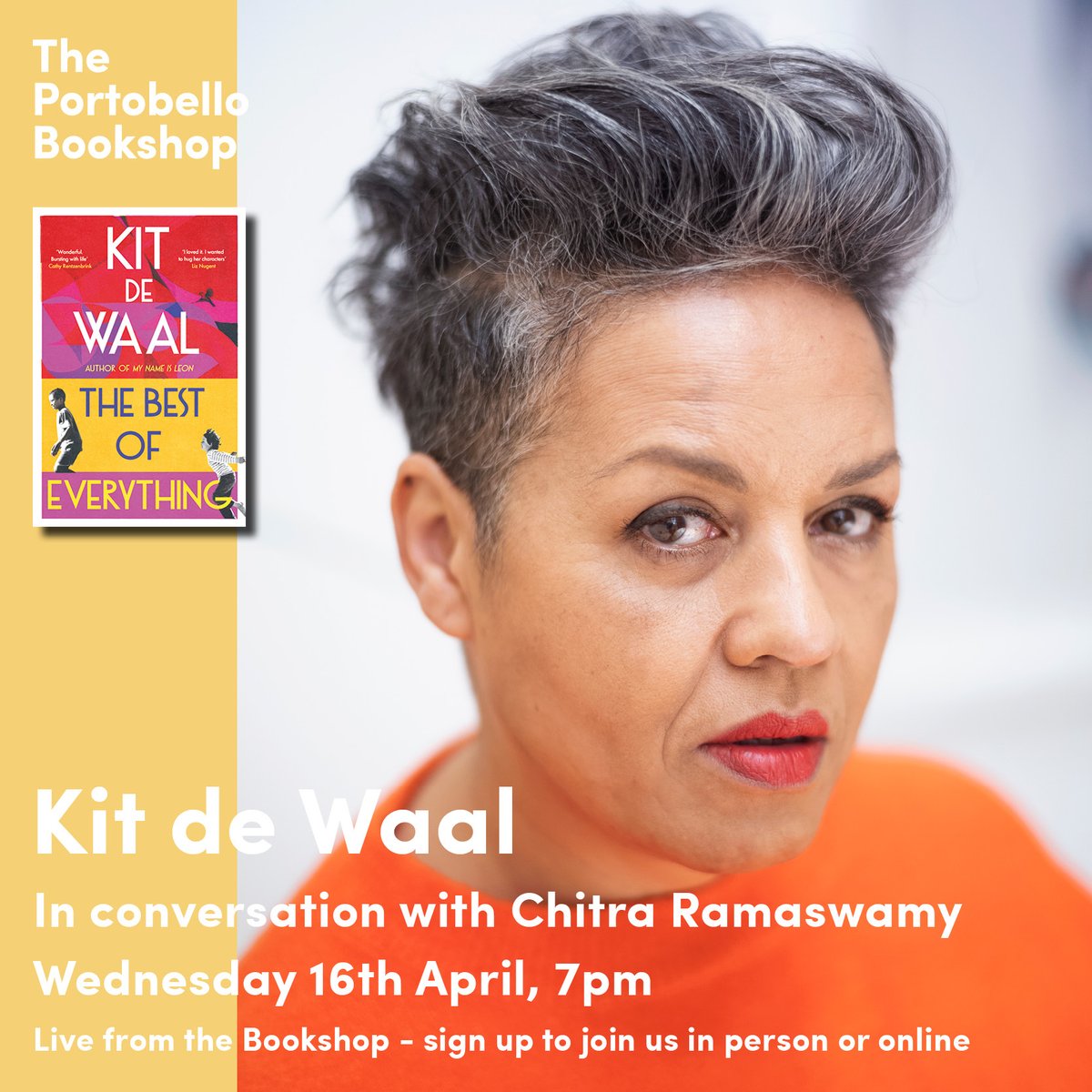 Headline Books (@headlinepg) on Twitter photo An evening with Kit De Waal📚
Join award-winning author <a href="/KitdeWaal/">@kitdewaal@bsky.social</a> for a celebration of her new book, #TheBestofEverything, <a href="/PortyBooks/">The Portobello Bookshop</a> later this month!
Monday 16th April, 7pm
Tickets available here!
🔗theportobellobookshop.com/events/kit-de-… An evening with Kit De Waal📚
Join award-winning author <a href="/KitdeWaal/">@kitdewaal@bsky.social</a> for a celebration of her new book, #TheBestofEverything, <a href="/PortyBooks/">The Portobello Bookshop</a> later this month!
Monday 16th April, 7pm
Tickets available here!
🔗theportobellobookshop.com/events/kit-de-…