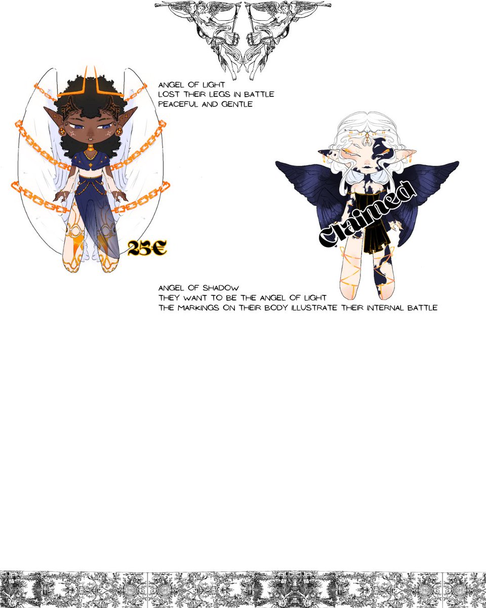 Artcanes's tweet photo. They are 25 euros each, P4ypal only. You can also get a detailed headshot for an additionnal 7euros https://t.co/5yCPSwlxOB