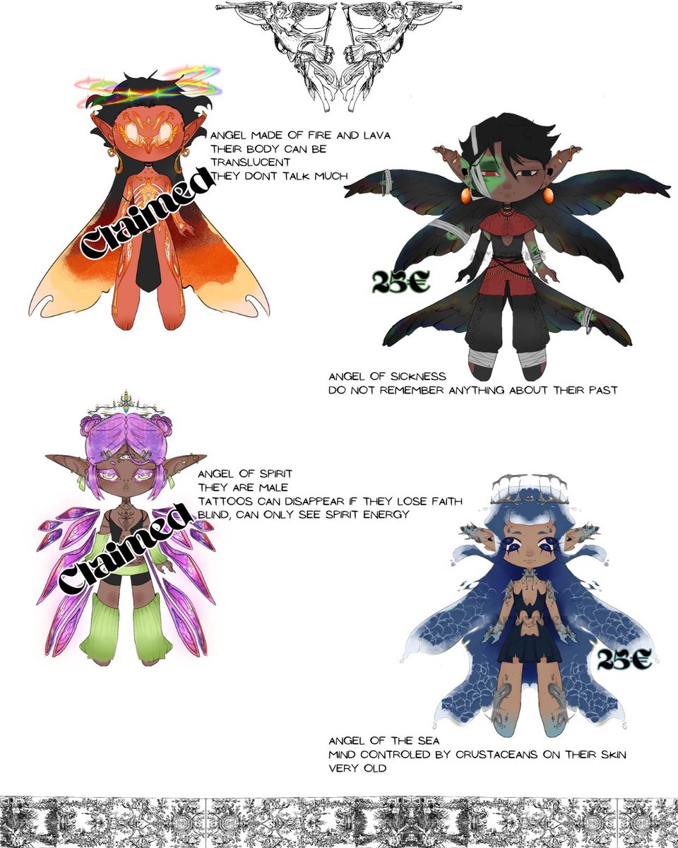 Artcanes's tweet photo. They are 25 euros each, P4ypal only. You can also get a detailed headshot for an additionnal 7euros https://t.co/5yCPSwlxOB
