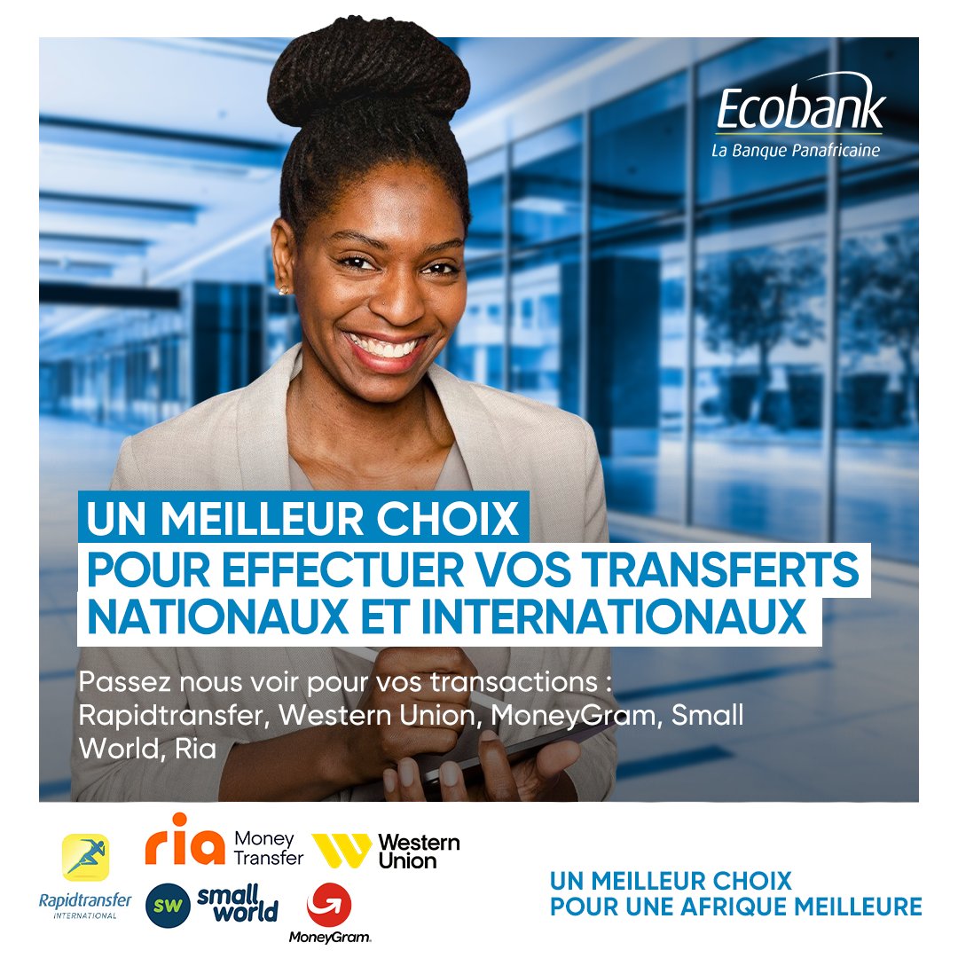 Vous avez besoin d'effectuer un transfert en toute tranquillité ?

Passez nous voir dans une de nos agences ou nos Points Xpress ,c’est rapide, sécurisé, surtout fiable et sans stress! 

#Transferts #PointXpress #EcobankBurkina #UnMeilleurChoix