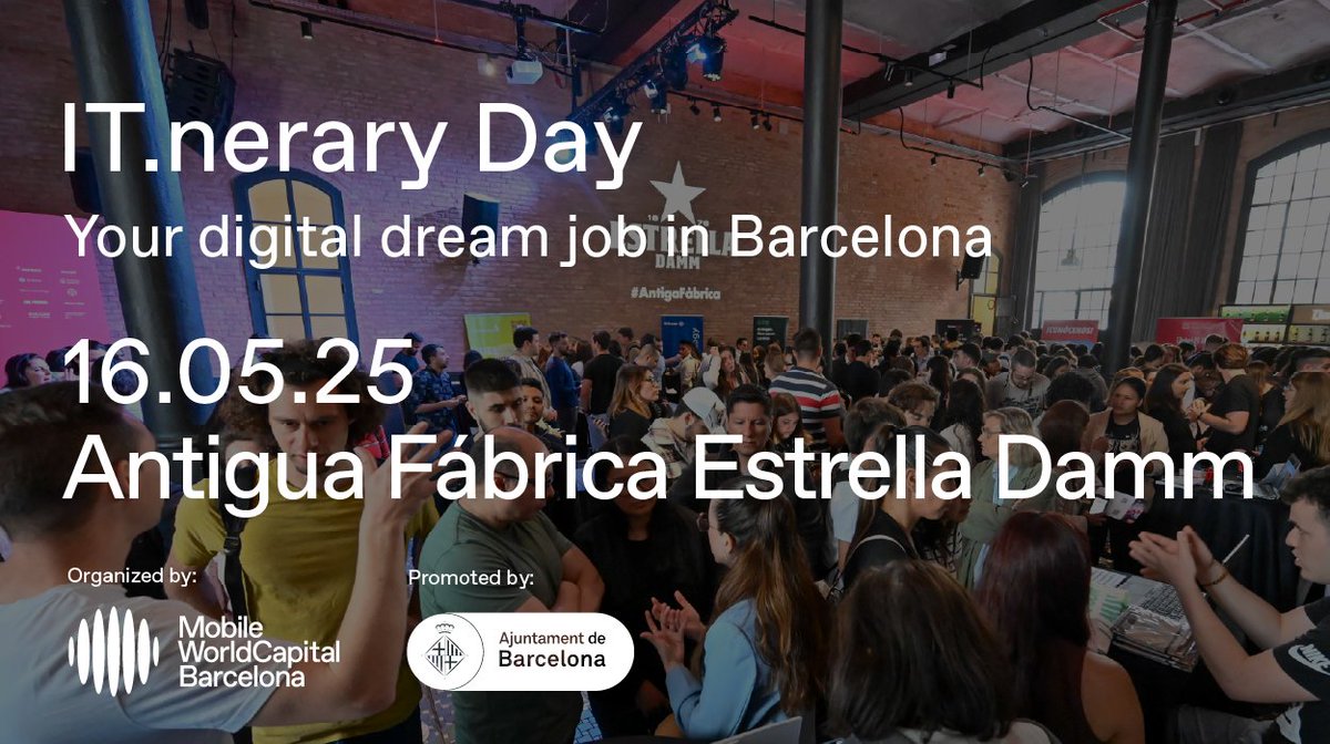 Mobile World Capital Barcelona (@mwcapital) on Twitter photo 🚀 Are you an international student in Barcelona? Join #ITneraryDay to visit top tech companies and meet recruiters!
📍 The perfect first step for your digital career.
Sign up 👉 mobileworldcapital.com/en/agenda/it-n…
<a href="/mwcapital/">Mobile World Capital Barcelona</a> <a href="/barcelonactiva/">Barcelona Activa</a> 🚀 Are you an international student in Barcelona? Join #ITneraryDay to visit top tech companies and meet recruiters!
📍 The perfect first step for your digital career.
Sign up 👉 mobileworldcapital.com/en/agenda/it-n…
<a href="/mwcapital/">Mobile World Capital Barcelona</a> <a href="/barcelonactiva/">Barcelona Activa</a>