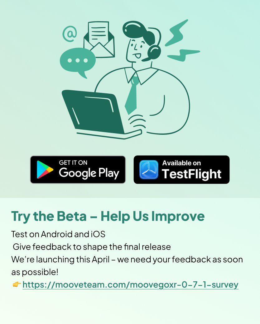 mooveGOXR Beta is live. Built in Unity, redesigned for scale and branding.
Perfect for self-guided tours and gamified events.
We launch in April — test it now and share your feedback:
mooveteam.com/moovegoxr-0-7-…