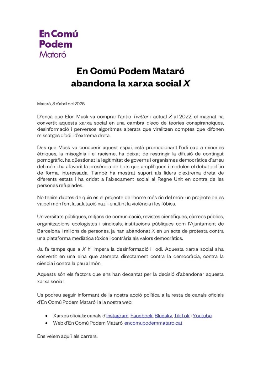 En Comú Podem Mataró tweet media