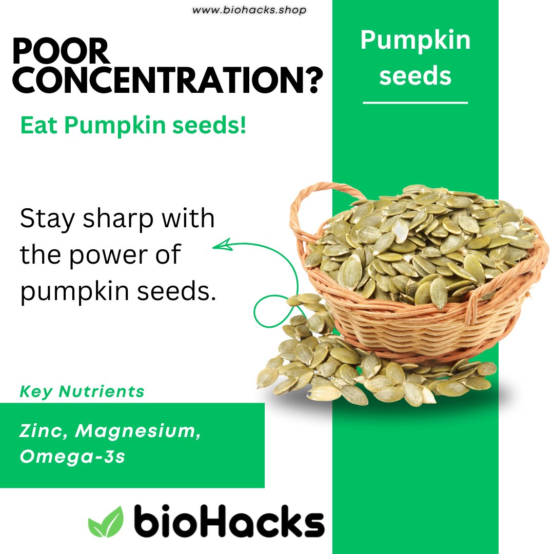 biohacks_'s tweet photo. Having poor concentration?
Eat pumpkin seeds!
Stay sharp with the power of pumpkin seeds.

✨ Pumpkin seeds is packed with wellness boosters like Zinc, Magnesium, Omega-3s. Support your health naturally—one bite at a time!

🔖 #PoorConcentration #PumpkinSeeds #NaturalWellness https://t.co/KUE8Agiv12