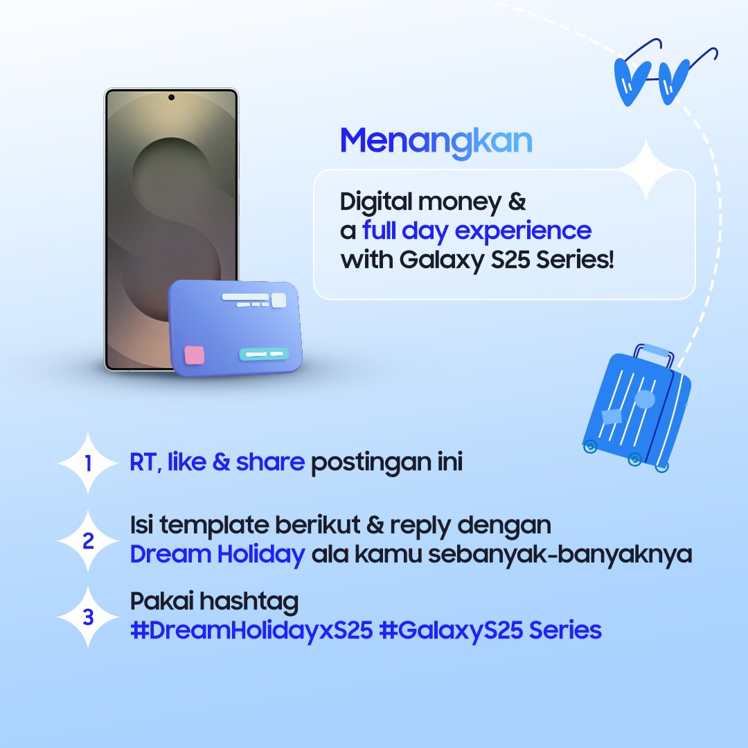 samsungID's tweet photo. It’s giving 2010~ kalo kamu masih bikin itinerary manual!🧐🤯✨

Ayo rencanain #DreamHolidayxS25 kamu pake Galaxy S25 Series!

🎁Menangkan digital money 500K untuk 2 orang &amp; a-full-day experience with #GalaxyS25 Series untuk 1 orang yang beruntung!🎁

Ditunggu sampai 28 April ya! https://t.co/ygAmG0F2m5