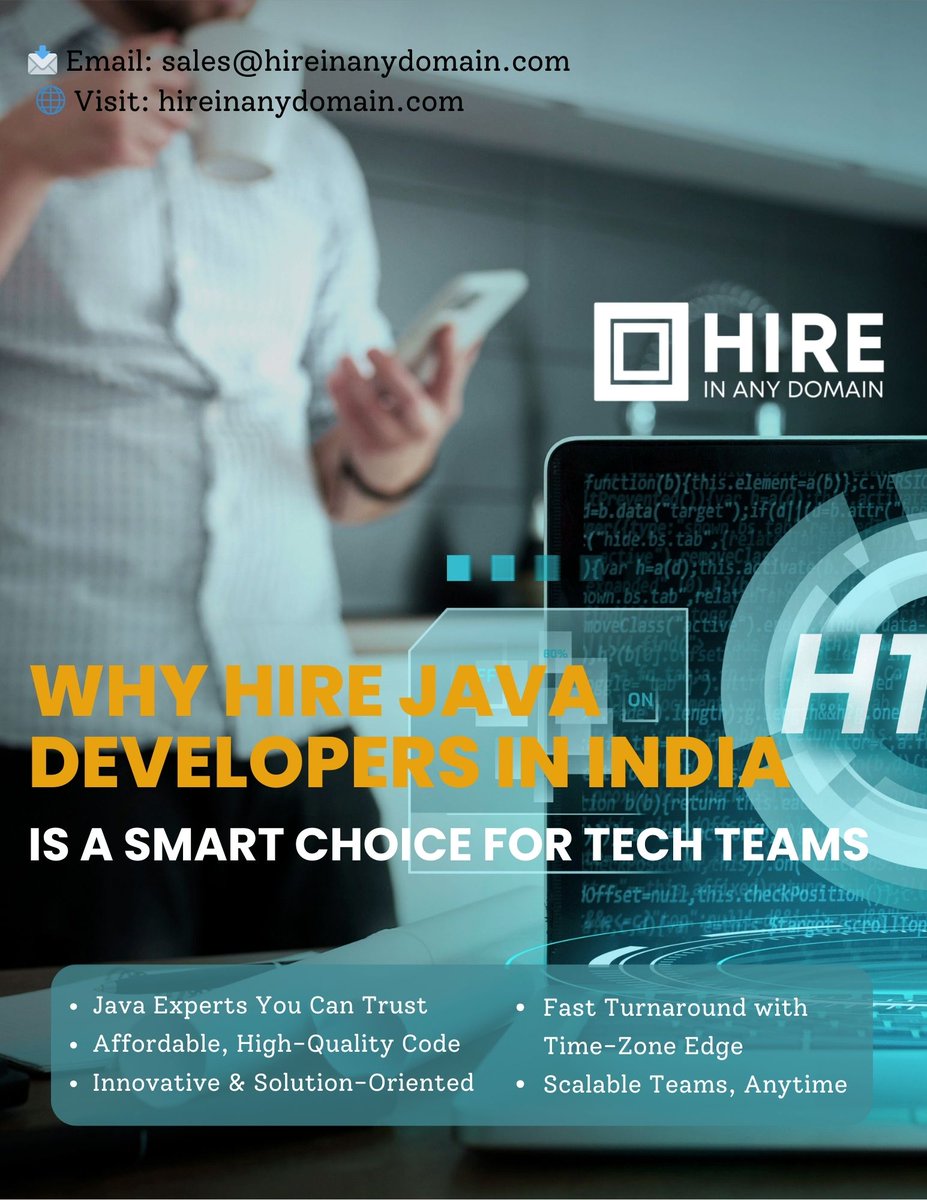 hireinanydomain's tweet image. Hiring Java developers in India offers a blend of affordability, skill, and scalability that global tech teams value.
📩 Email: sales@hireinanydomain.com
🌐 Visit: hireinanydomain.com
#HireJavaDeveloperIndia #JavaProgrammersIndia #DedicatedJavaDevelopers #JavaDevelopment