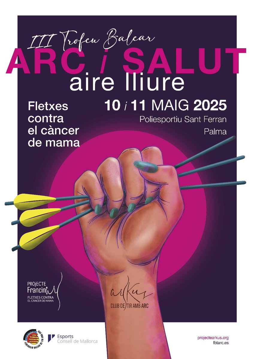Projecte Arkus (@projectearkus) on Twitter photo El III Trofeo Balear “Arc i Salut” al Aire Libre 2025 se celebrará los días 10 y 11 de mayo de 2025 en el campo de fútbol del Polideportivo “Sant Ferran”. EL PLAZO DE INSCRIPCIÓN PARA ESTE CAMPEONATO TERMINA EL DOMINGO DÍA 27
DE ABRIL A LAS 23:59 H. <a href="/metroymediodsgn/">Metro&medio Designs</a> El III Trofeo Balear “Arc i Salut” al Aire Libre 2025 se celebrará los días 10 y 11 de mayo de 2025 en el campo de fútbol del Polideportivo “Sant Ferran”. EL PLAZO DE INSCRIPCIÓN PARA ESTE CAMPEONATO TERMINA EL DOMINGO DÍA 27
DE ABRIL A LAS 23:59 H. <a href="/metroymediodsgn/">Metro&medio Designs</a>