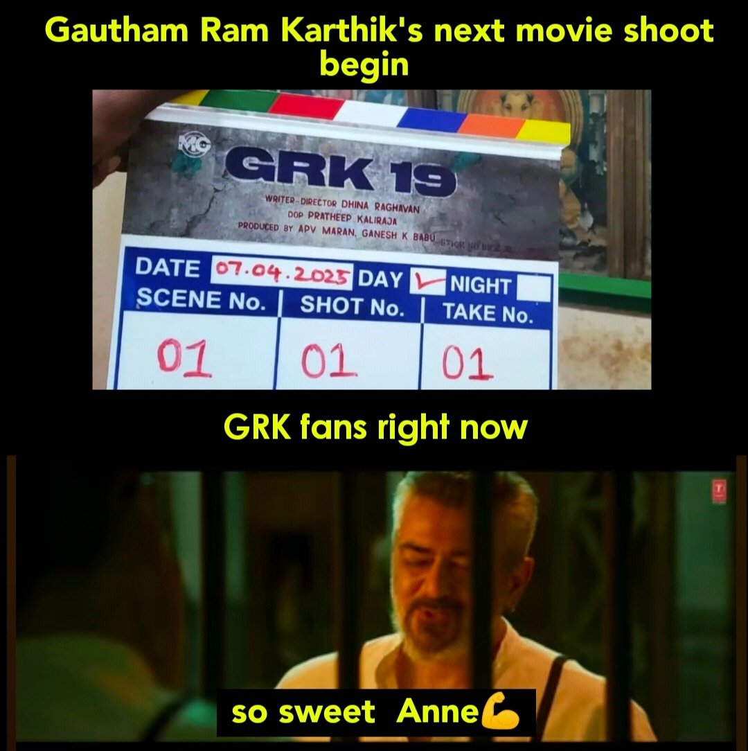 lovelykumar009's tweet photo. What a exciting announcement
Most awaited political drama of our #GRK is GRK19 shoot begin today onwards
Dir @DhinaRaghavan
Prod #mgstudio
@Gautham_Karthik
@gautham_fans https://t.co/eYf9jbRVOh