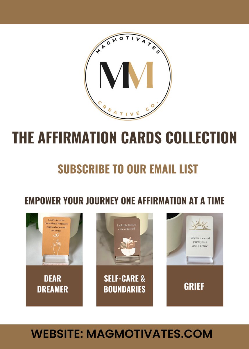 MagMotivates's tweet photo. ✨🫶🏽Hey Dreamers! I Hope You All Are Doing Well. Please Check Out My Affirmation Cards Collection &amp; Subscribe To My Email List. My Youth Affirmation Cards Are Also Now Available On My Website!! Thank You All So Much For Your Support… 

Website: https://t.co/BLXpP0LzKM https://t.co/DloIUjq9DV