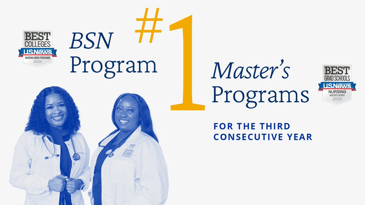 Emory Nursing (@emorynursing) on Twitter photo For the third year in a row, our master’s program is ranked #1 in the nation by <a href="/usnews/">U.S. News & World Report</a>! 🥇🎉Huge thanks to our students, faculty, staff, alumni & partners. Your dedication helps us to drive the future of nursing. 🔗 Learn more: bit.ly/44egNXS For the third year in a row, our master’s program is ranked #1 in the nation by <a href="/usnews/">U.S. News & World Report</a>! 🥇🎉Huge thanks to our students, faculty, staff, alumni & partners. Your dedication helps us to drive the future of nursing. 🔗 Learn more: bit.ly/44egNXS