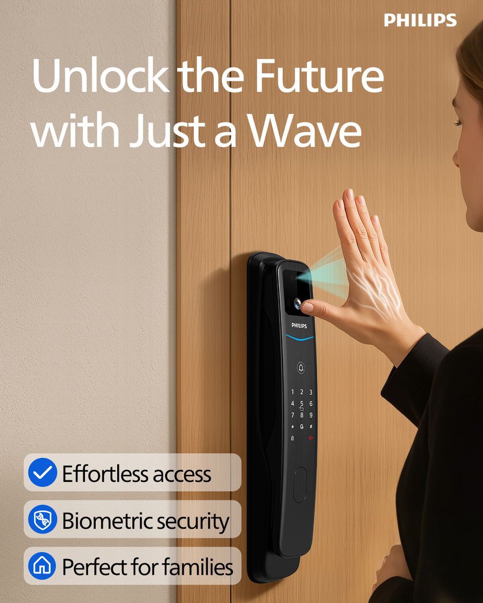 PhilipsEasyKey's tweet image. Unlock Tomorrow&apos;s Security Today! ✋✨

Palm Vein Technology: Just wave to enter - no keys, no cards
Advanced Biometrics: More secure than fingerprints
Family-Friendly: Safe &amp;amp; simple for all ages

The future of access is here. 

#PhilipsSmartLock #PalmRecognition #SmartLiving