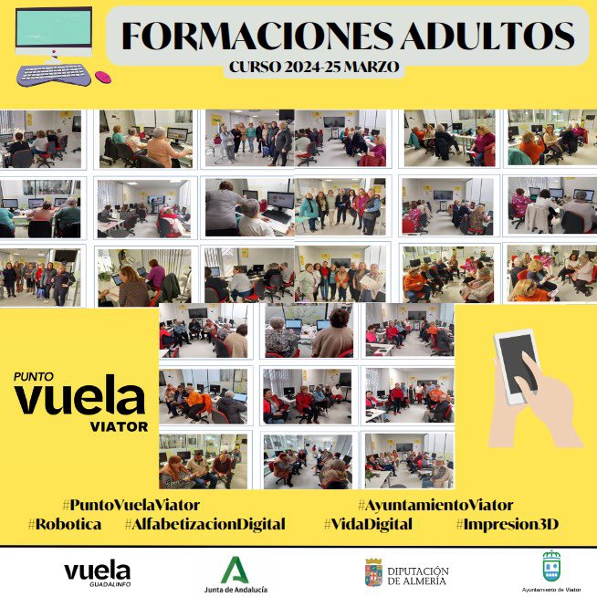 SIN BARRERAS CON LAS TICS - GRUPOS FORMACIÓN ADULTOS - MARZO 2025
#PuntoVuelaViator #ayuntamientoviator #VidaDigital #AprenteTICS #Robotica #Impresion3d #AlfabetizaciónDigital