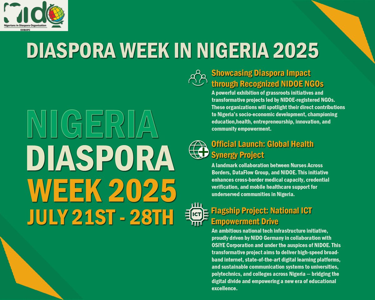 Nigerians in Diaspora Org. Europe (NIDOE) (@nidoeurope1) on Twitter photo #DiasporaWeekNigeria #OneNaijaGlobal #MadeOfNigeria #BridgeToNigeria #GlobalNaijaVoices #NIDOEForDevelopment #GIZ #ICMPD #NIDCOM <a href="/abikedabiri/">abikedabiri</a> #WORLDBANK #UN #OPENEDUCATION
<a href="/officialABAT/">Bola Ahmed Tinubu</a> #BroadbandForAll #DiasporaAndHomeland #SmartEducationNaija #DiasporaWeekNigeria #OneNaijaGlobal #MadeOfNigeria #BridgeToNigeria #GlobalNaijaVoices #NIDOEForDevelopment #GIZ #ICMPD #NIDCOM <a href="/abikedabiri/">abikedabiri</a> #WORLDBANK #UN #OPENEDUCATION
<a href="/officialABAT/">Bola Ahmed Tinubu</a> #BroadbandForAll #DiasporaAndHomeland #SmartEducationNaija