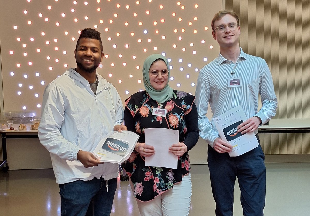 This year's postgraduate poster symposium prizes have been awarded to Alexander Welch (Furger lab), Achombom (Jude) Tunyi (Newstead lab) and the "people's choice" prize to Sarah Hassanein (Vasilieva lab) bit.ly/202504-postgrad