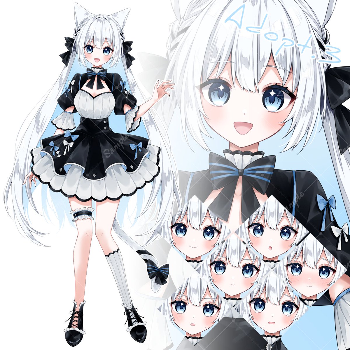 「【表情全7種】白猫の女の子 | SKIMAIRIAMで使用できる立ち絵を出品しま」|𝕞𝕦𝕔𝕦のイラスト