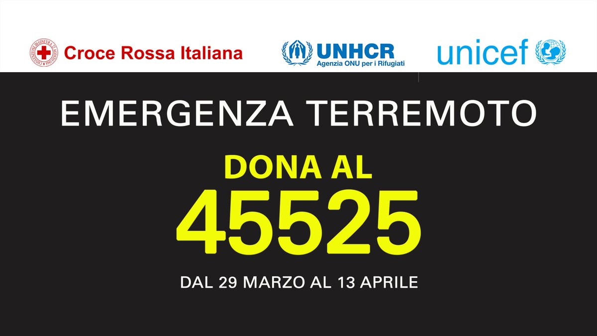 Rai per la Sostenibilità - ESG (@raisostenibile) on Twitter photo 🌍 Emergenza Myanmar - Sostieni la raccolta fondi straordinaria
<a href="/crocerossa/">Croce Rossa Italiana</a>, <a href="/UNHCRItalia/">UNHCR Italia</a> e @UNICEFItalia rispondono al terremoto che ha devastato il Myanmar.Dona per aiutare famiglie e bambini con aiuti di primo soccorso, acqua, cibo e cure mediche.
🙏 Dona al 45525. 🌍 Emergenza Myanmar - Sostieni la raccolta fondi straordinaria
<a href="/crocerossa/">Croce Rossa Italiana</a>, <a href="/UNHCRItalia/">UNHCR Italia</a> e @UNICEFItalia rispondono al terremoto che ha devastato il Myanmar.Dona per aiutare famiglie e bambini con aiuti di primo soccorso, acqua, cibo e cure mediche.
🙏 Dona al 45525.