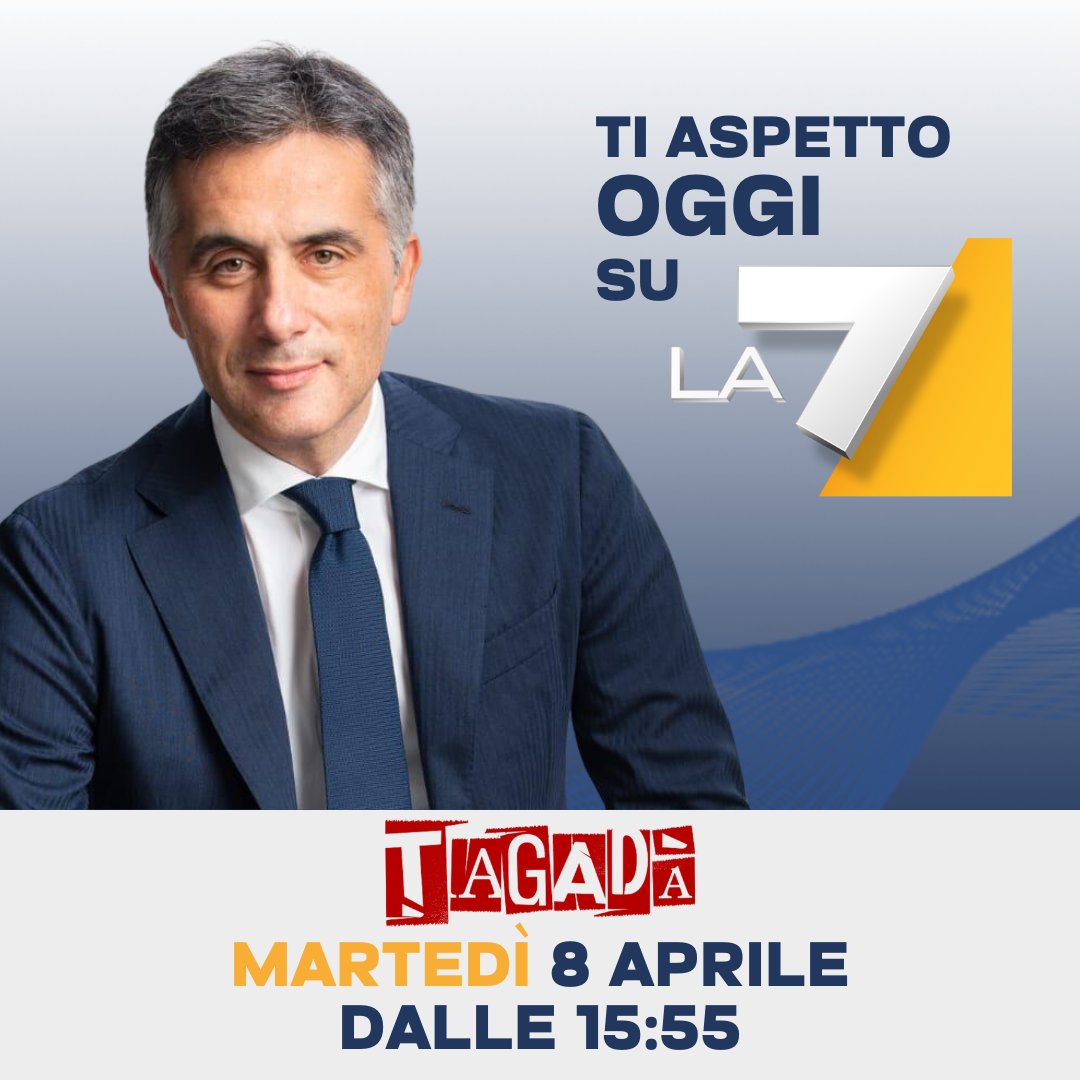 Vi aspetto oggi pomeriggio in diretta a <a href="/tagadala7/">Tagadà La7</a> . 
Tanti e interessanti gli argomenti in scaletta.
<a href="/EPPGroup/">EPP Group</a>
<a href="/forza_italia/">Forza Italia</a>