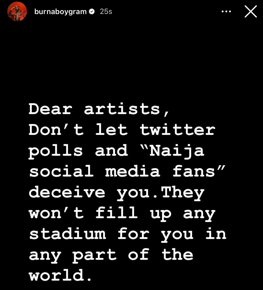 1BENNY7G's tweet photo. BURNA BOY VIA IG STORY. 😂 https://t.co/2wTZLGZF9Z