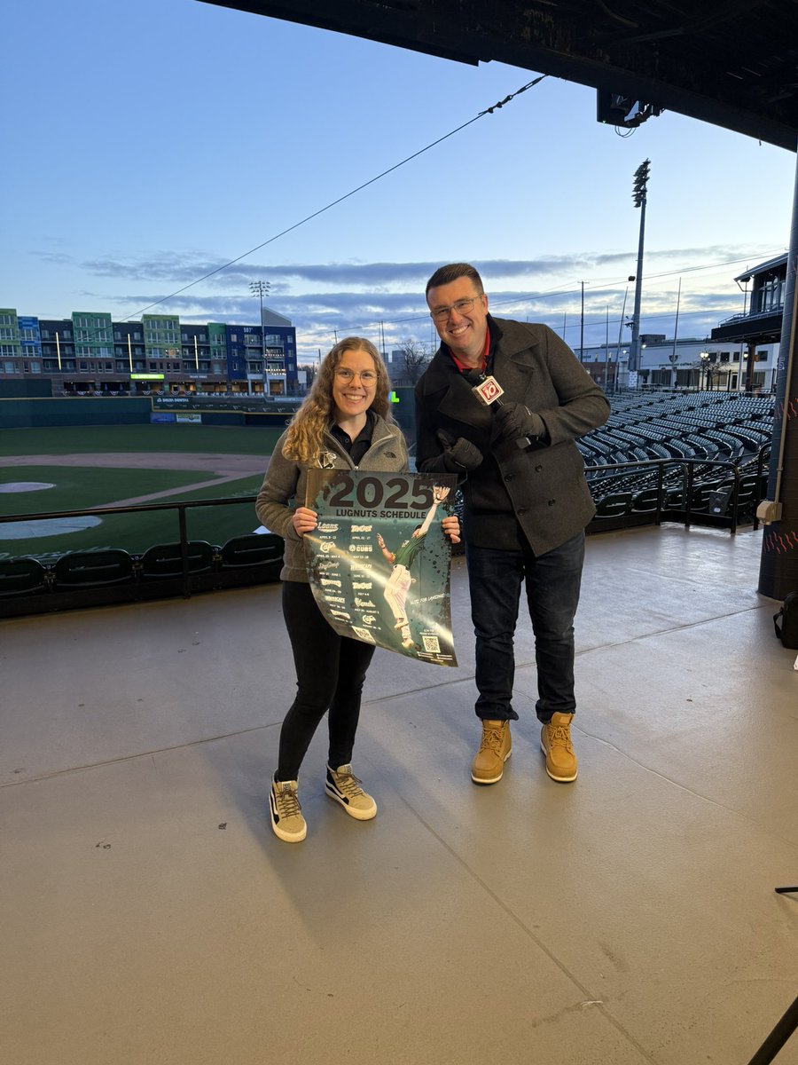 SethWellsTV's tweet photo. It’s opening day for the @LansingLugnuts as they host the Loons at Jackson Field! 

First pitch at 6:05 PM

Big thanks to @jgoldstrass @ZacClark4L and Amanda Rich for joining us on News 10 Today! https://t.co/KHcFT1G5oI