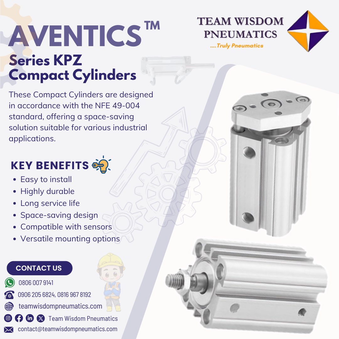 teamwisdomltd's tweet image. Go compact without compromise!

The @AVENTICS KPZ SERIES offers up to 500 mm stroke, ATEX options, and robust build — all in a space-saving design.

📩 Order now from Team Wisdom Pneumatics – where quality meets reliability! 🟠🛠️

#AVENTICS #automation #Emerson #pneumatics #Air