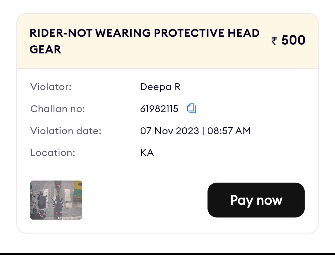 vikram8vicky's tweet photo. @blrcitytraffic,

I have a helmet on my head in the image provided for allegedly traffic violation for the following notice number. The software might have missed it since I was wearing a riding jacket as well and that kind of blends with the helmet. Please revoke my penalties. https://t.co/JbaR6FnSPF