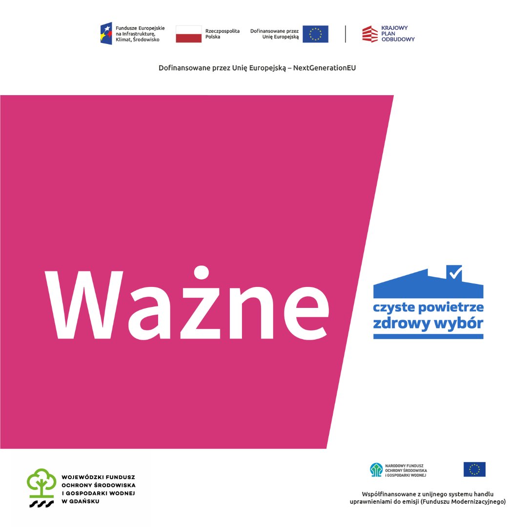 Uwaga! Ważna informacja dla beneficjentów programu #CzystePowietrze. 
Wydajesz? Rób to mądrze!

Jeśli koszty Twoich drzwi, okien, a także usług budowlanych przekroczą zdrowy rozsądek - możesz stracić dotację.

Więcej informacji ➡️ tiny.pl/m39q0xsb