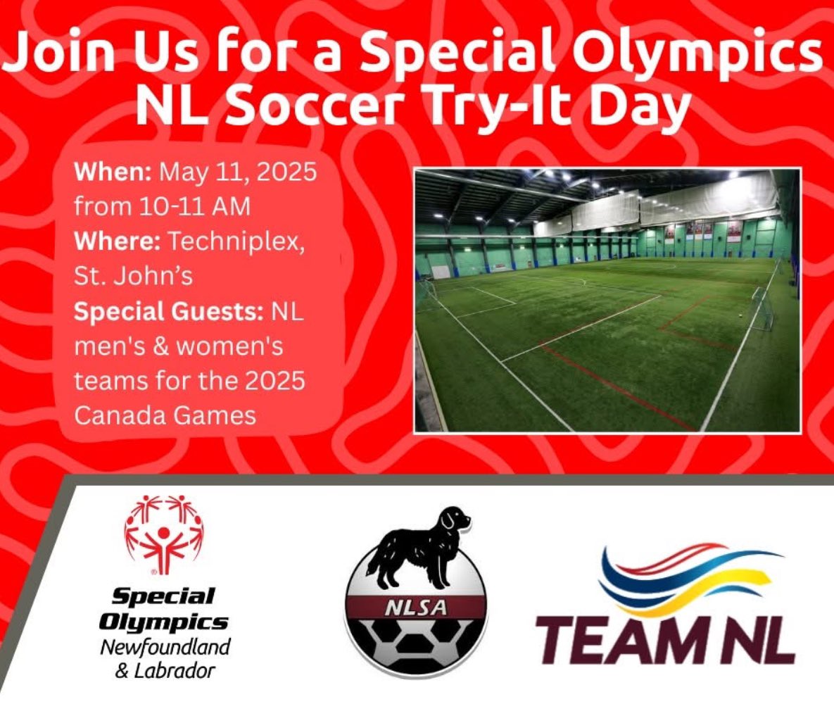 abbyhevans's tweet photo. Exciting news! On May 11th, the NL Canada Games Soccer teams are teaming up with Special Olympics NL! It’s a great chance to come play the beautiful game! No experience needed - just bring yourself and your energy! Spread the word! @SoccerNLSA @teamnl @SpecialONL 

⚽️😊‼️ https://t.co/SUtCvN0ytj