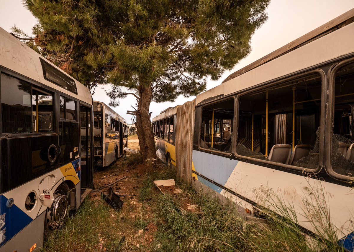 urbandoned_'s tweet photo. On Friday, we are sharing one of our tensest explorations; exploring a massive, bus graveyard in Greece protected by multiple security posts, dogs, and camera poles. We experience a weather phenomenon, as an African sandstorm carried dust clouds over Athens. 
#abandoned #urbex https://t.co/fLxYpc75QF