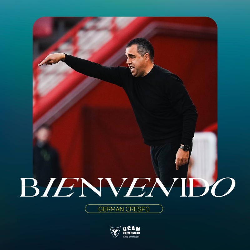 UCAMMurciaCF's tweet photo. 📯 𝐂𝐨𝐦𝐮𝐧𝐢𝐜𝐚𝐝𝐨: El técnico @germancrespo10 coge las riendas del primer equipo del UCAM Murcia CF. 

#BienvenidoGermánCrespo | 2024/25