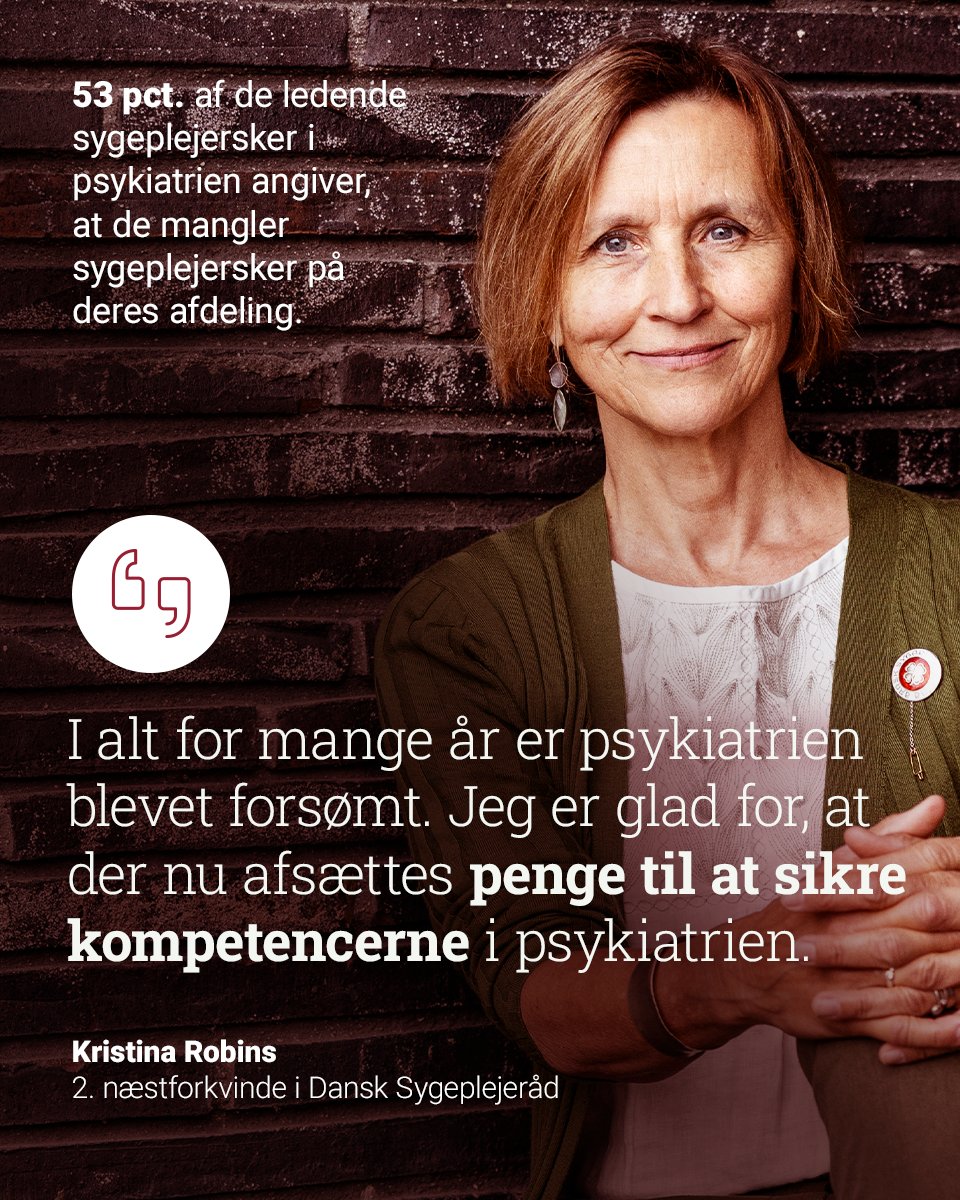 Dansk Sygeplejeråd (@sygeplejeraadet) on Twitter photo Psykiatrien har længe været presset til bristepunktet. Men regeringens seneste udspil til 10-årsplan for psykiatrien byder på mere personale, flere sengepladser og bedre arbejdsmiljø i psykiatrien. Det er et vigtigt skridt i den rigtige retning, <a href="/sophieloehde/">Sophie Løhde</a>💪 #dkpol #sundpol Psykiatrien har længe været presset til bristepunktet. Men regeringens seneste udspil til 10-årsplan for psykiatrien byder på mere personale, flere sengepladser og bedre arbejdsmiljø i psykiatrien. Det er et vigtigt skridt i den rigtige retning, <a href="/sophieloehde/">Sophie Løhde</a>💪 #dkpol #sundpol