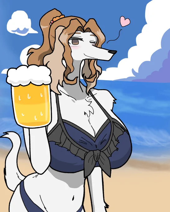 今まで描いた水着メスケモ最近になってようやく背景の描き方が安定してきた 