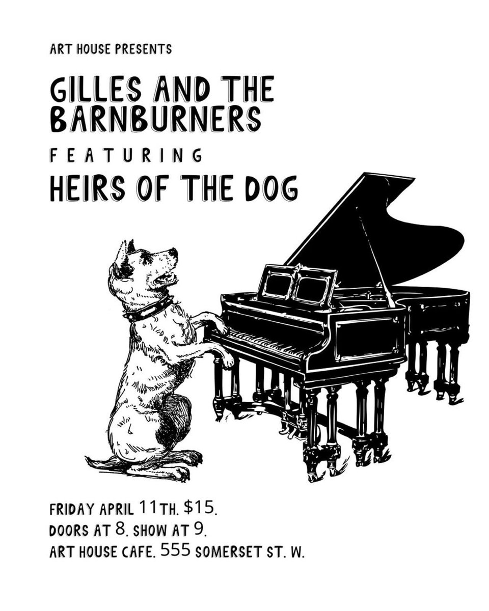 HeirsoftheDog's tweet photo. Come out to the Art House Cafe Friday nite and catch our good friend David Bolton and his band mates (Gilles and the Barnburners) play some awesome jazz. We will kick off the evening at 9pm with an eclectic set ranging from Blind Faith &amp; the Dead to  Lightfoot &amp; Iggy Pop. https://t.co/o5AqGWDL1p