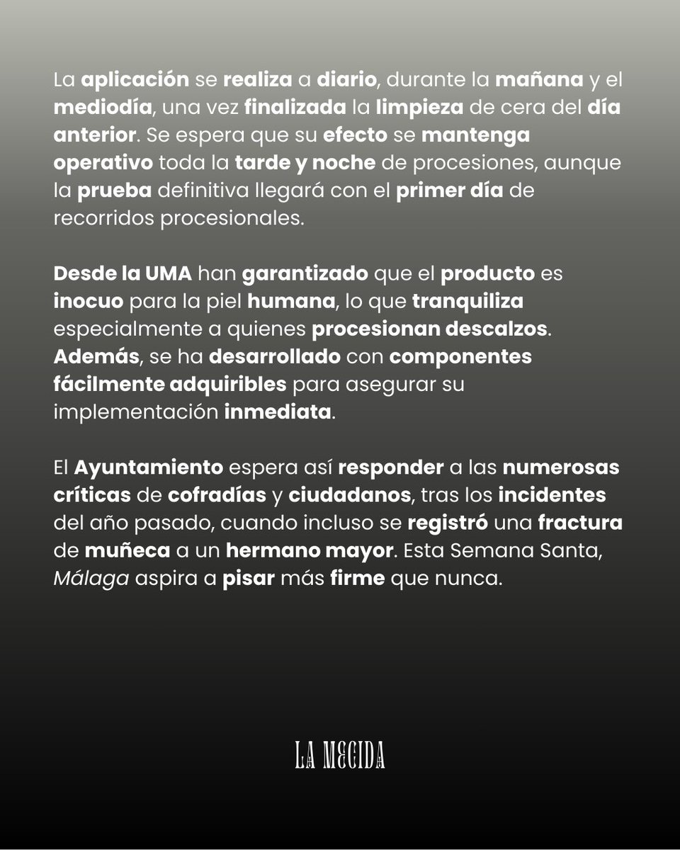 ÚLTIMA HORA || El líquido anticera ya no resbala. 

#cofradiasmlg #semanasanta #cofrade #malaga #fé #tradiciones #trono