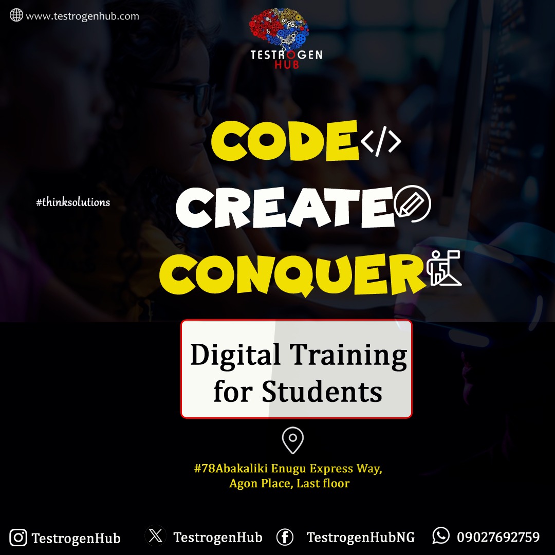 TestrogenHub's tweet image. Digital Skill Training for Ebonyi Primary and Secondary Schools..
Our Children needs these skills in their various schools.
Register with Testrogen Hub Today... Send us a Dm on 09027692759🥳.
#thinksolutions🚀