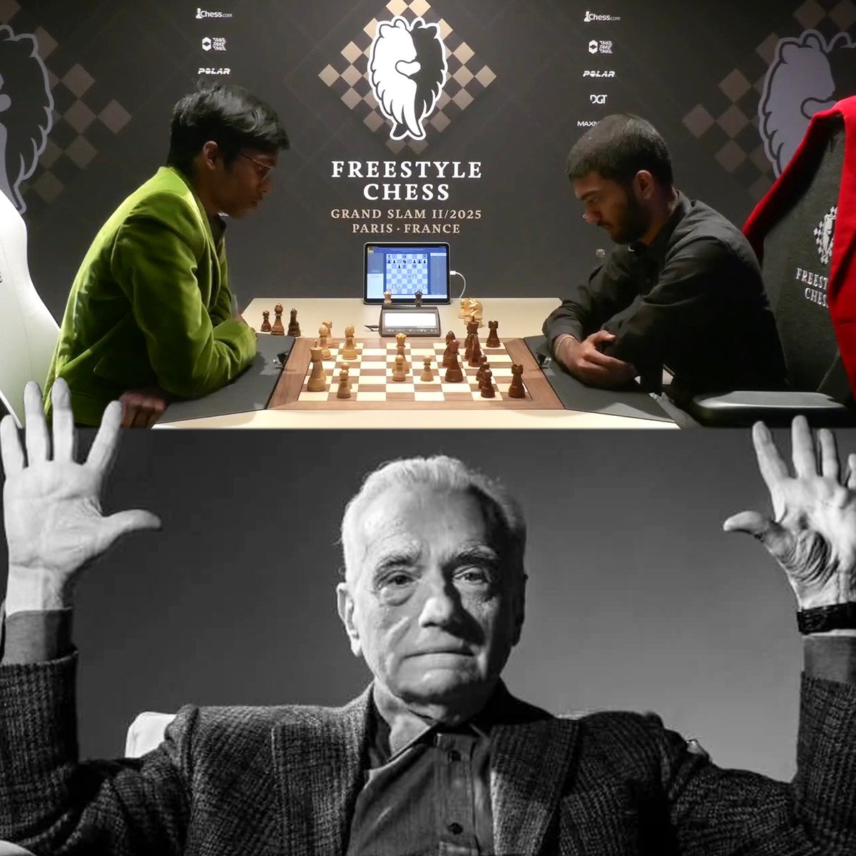 chesscom's tweet image. I will never get tired of watching Pragg vs. Gukesh 🇮🇳 #FreestyleChess