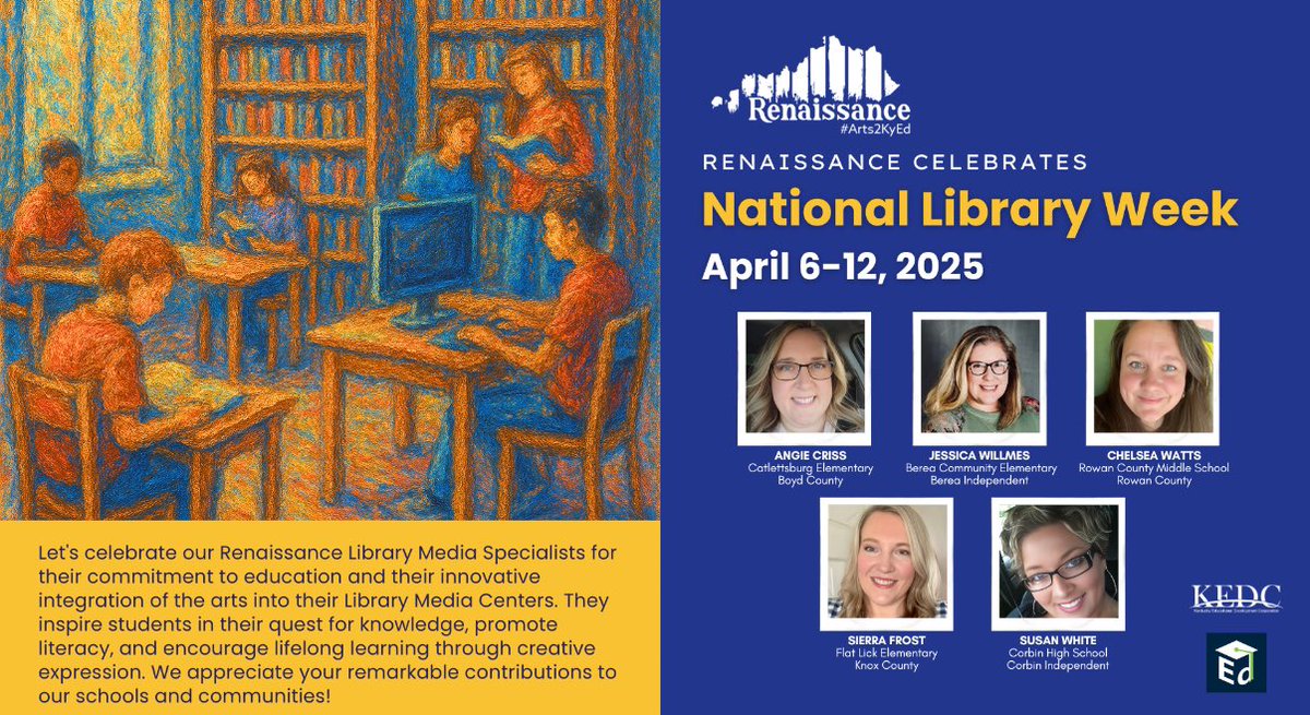 It’s National Library Week — and the arts are taking center stage w/ Renaissance! 
From scripts to scores, paintings to poetry, libraries fuel creativity and inspire imagination.
Celebrate your Library Media Specialist— where the arts come alive! <a href="/KEDC1/">KEDC</a> <a href="/KEDC1/">KEDC</a>