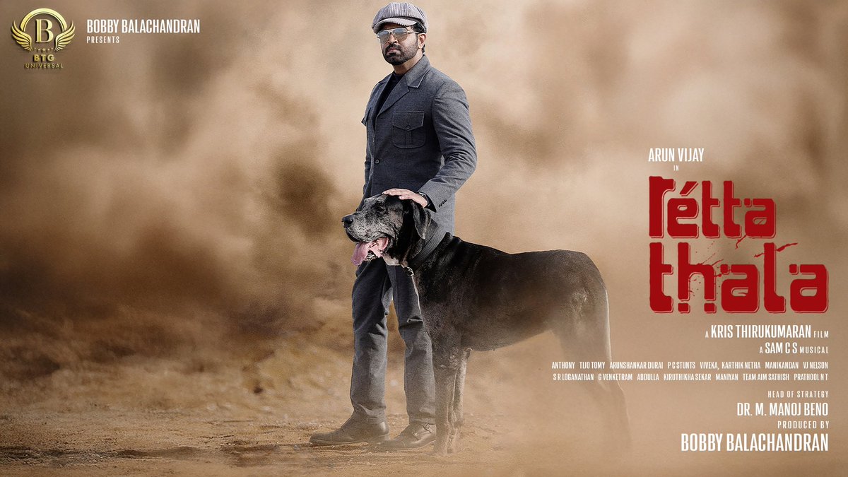 BTG Universal (@btguniversal) on Twitter photo D x AV for Retta Thala❤️🔥
The Voice..The Vibe..The Man <a href="/dhanushkraja/">Dhanush</a> 🔥
A groovy melody is all set to rule your playlist soon!
<a href="/arunvijayno1/">ArunVijay</a> ' s #RettaThala
Produced By- <a href="/BTGUniversal/">BTG Universal</a>
<a href="/bbobby/">bbobby</a>
BTG Head of Strategy- <a href="/ManojBeno/">Manoj Beno</a>
Directed By-#KrisThirukumaran
<a href="/SiddhiIdnani/">Siddhi Idnani</a> D x AV for Retta Thala❤️🔥
The Voice..The Vibe..The Man <a href="/dhanushkraja/">Dhanush</a> 🔥
A groovy melody is all set to rule your playlist soon!
<a href="/arunvijayno1/">ArunVijay</a> ' s #RettaThala
Produced By- <a href="/BTGUniversal/">BTG Universal</a>
<a href="/bbobby/">bbobby</a>
BTG Head of Strategy- <a href="/ManojBeno/">Manoj Beno</a>
Directed By-#KrisThirukumaran
<a href="/SiddhiIdnani/">Siddhi Idnani</a>