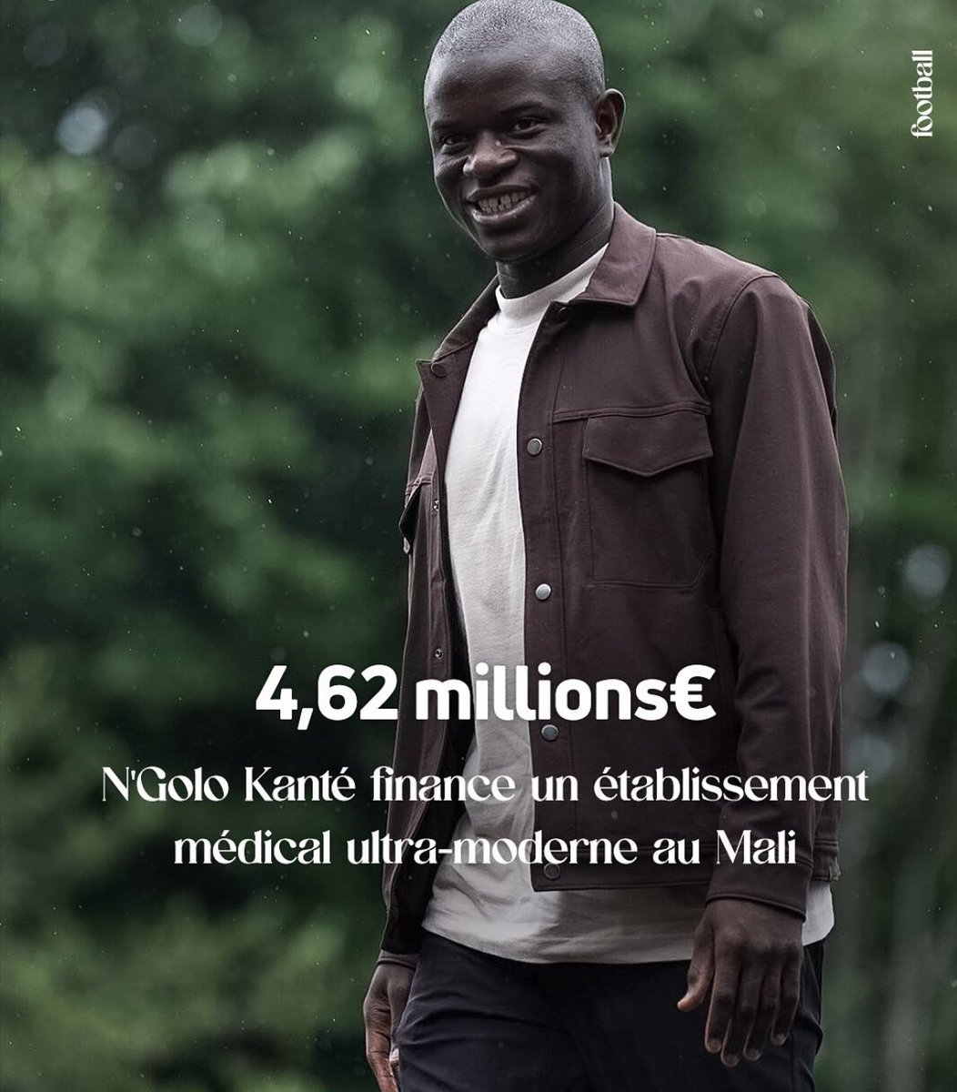 L’IMMIGRATION EST UNE CHANCE POUR LA FRANCE 

4,62 M d’euros, c’est le montant investi par NGolo KANTÉ au Mali afin de financer un établissement de santé !

C’est un peu plus que le détournement de fonds publics européens commis par des responsables du RN ( 4.1M ! )

N’Golo Kanté