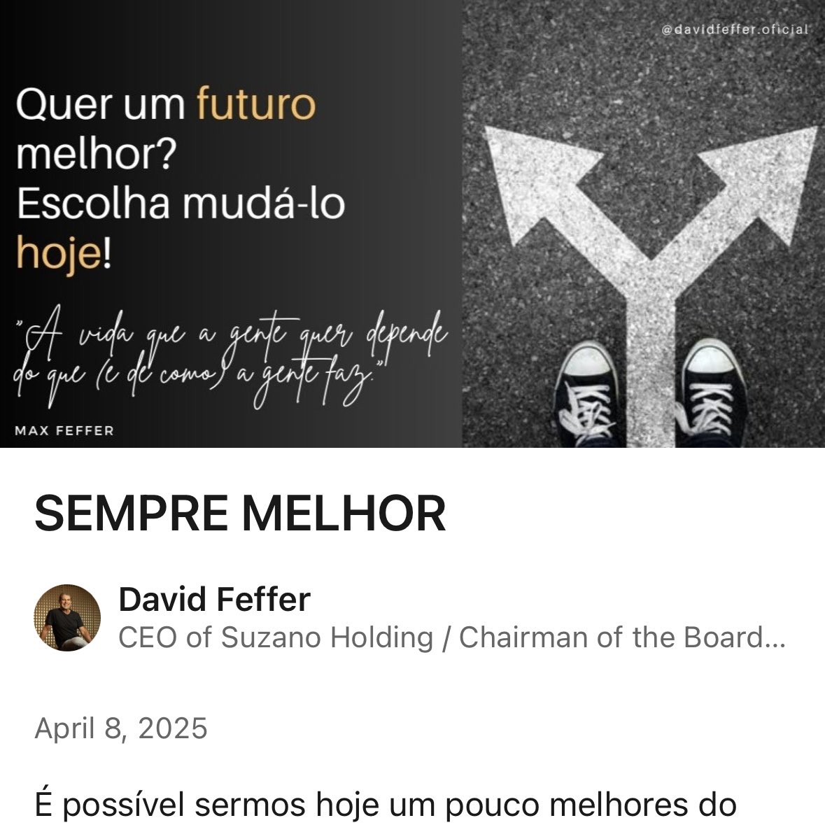 davidfeffer's tweet photo. Neste artigo, abro o coração e compartilho um pouco das minhas crenças, visão de mundo e experiências em relação ao constante desafio de se melhorar e transformar o mundo ao nosso redor. Leia e me conte aqui o que achou, por favor: https://t.co/Vckeh8BqeK https://t.co/prLUFhLo2I
