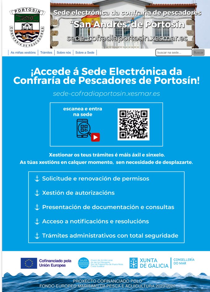 qualigy's tweet photo. 📢  Xornada presentación sede electrónica Confraría Pescadores Portosín
 📅Sábado 12/04 - 12:00h . 
📍 Confraría de Portosín 
@GCostaSostible - #FEMPA 
🚀 ¡Impulsando a innovación no mar!
¡A Confraría @PuertoPortosin en linea!  
🔗https://t.co/Yiu2BGs30U
➕fácil ➕áxil ➕dixital https://t.co/LNVVkdVgdP