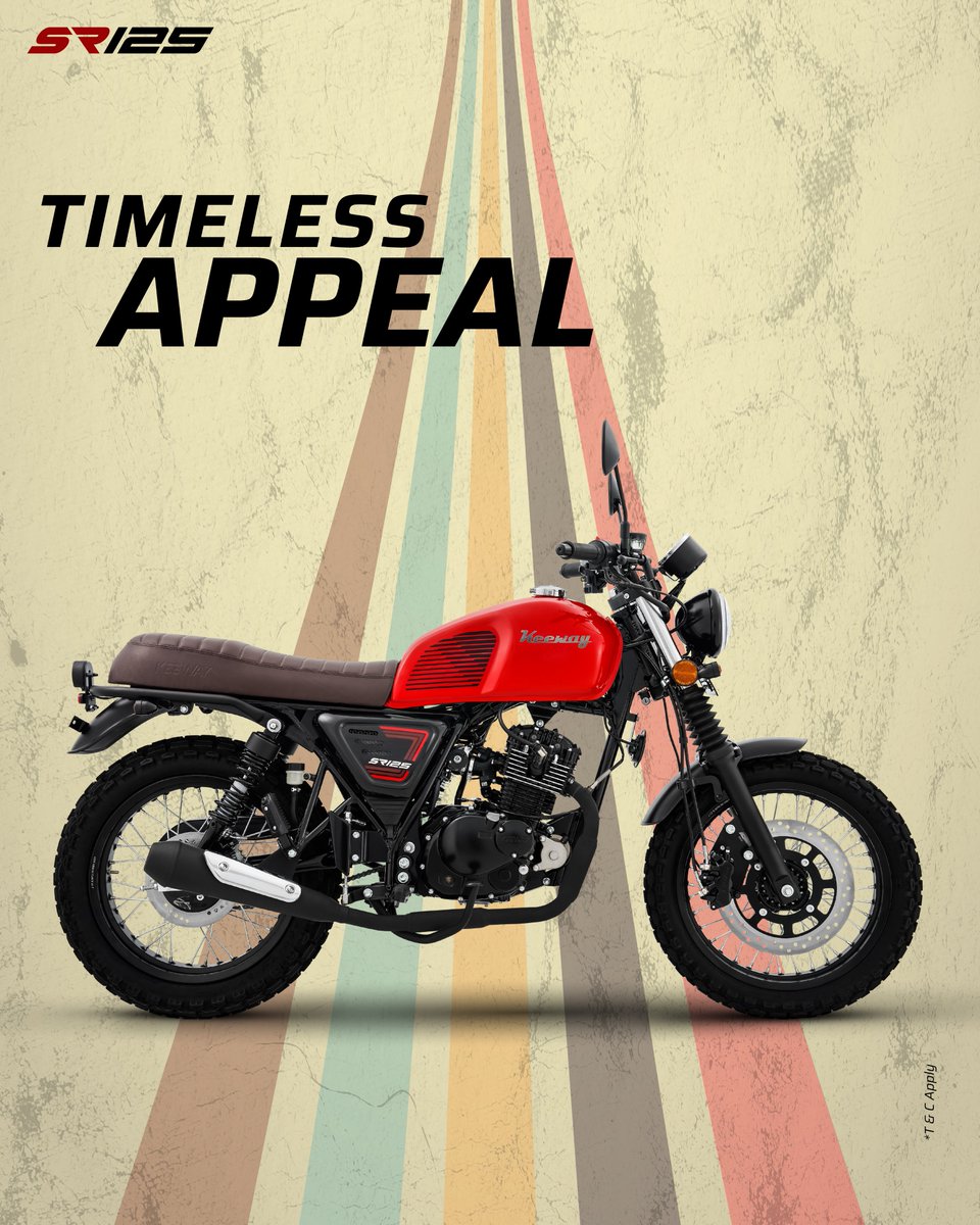 keeway_india's tweet image. The Keeway SR 125 is made for effortless city rides with stunning features.
✔Priced at ₹ 1.20 Lakh*
✔Book yours online at just ₹ 1000/-
✔EMI Starts from ₹ 1948/-
For more details, Visit: keeway-india.com or Call-7328903004
#SR125 #RetroBike #Keeway #India
T&amp;amp;C* Apply