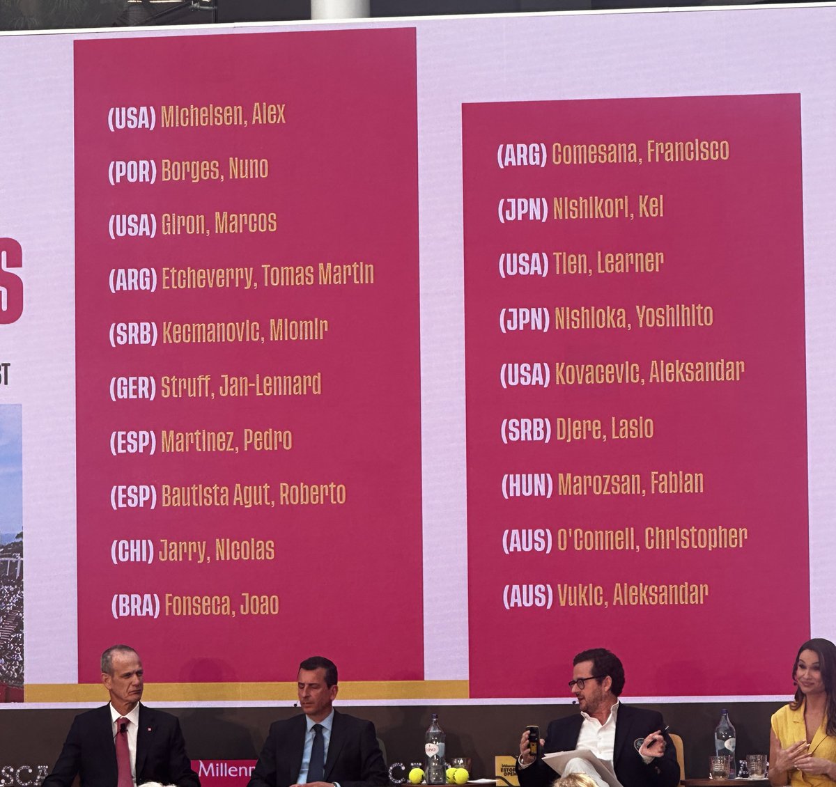 Confirmed in our 2025 entry list 

Alex Michelsen
Nuno Borges 
Marcos Giron 
Tomas Etcheverry 
Miomir Kecmanovic 
Jan-Lennard Struff 
Pedro Martinez 
Roberto Bautista 
Nico Jarry 
João Fonseca 
Francisco Comesana 
Kei Nishikori 
Learner Tien 
Yoshihito Nishioka
Cut off: #83