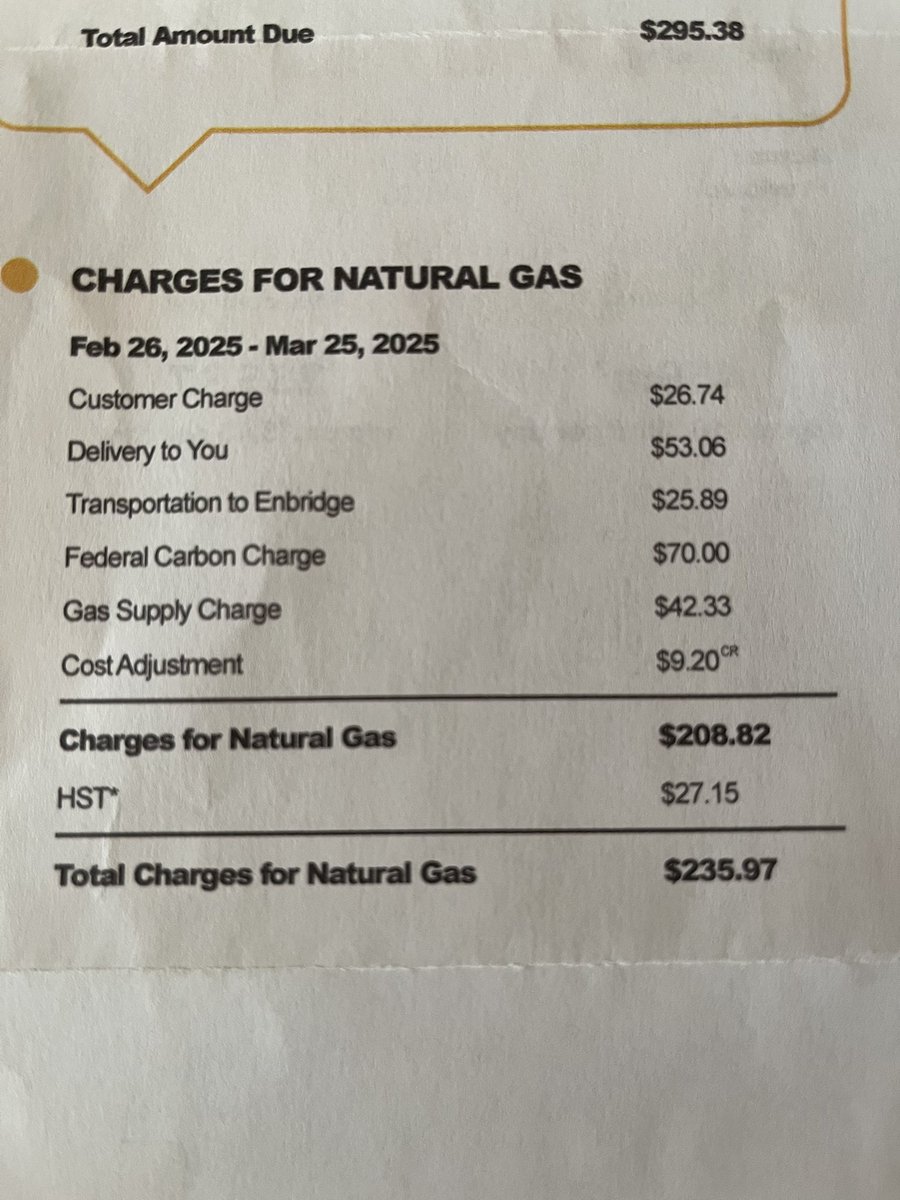 hysenk's tweet photo. How does a $42 natural gas usage bill turn into a $236 total,  Only in Canada @enbridgegas https://t.co/UGVIXoMNxI
