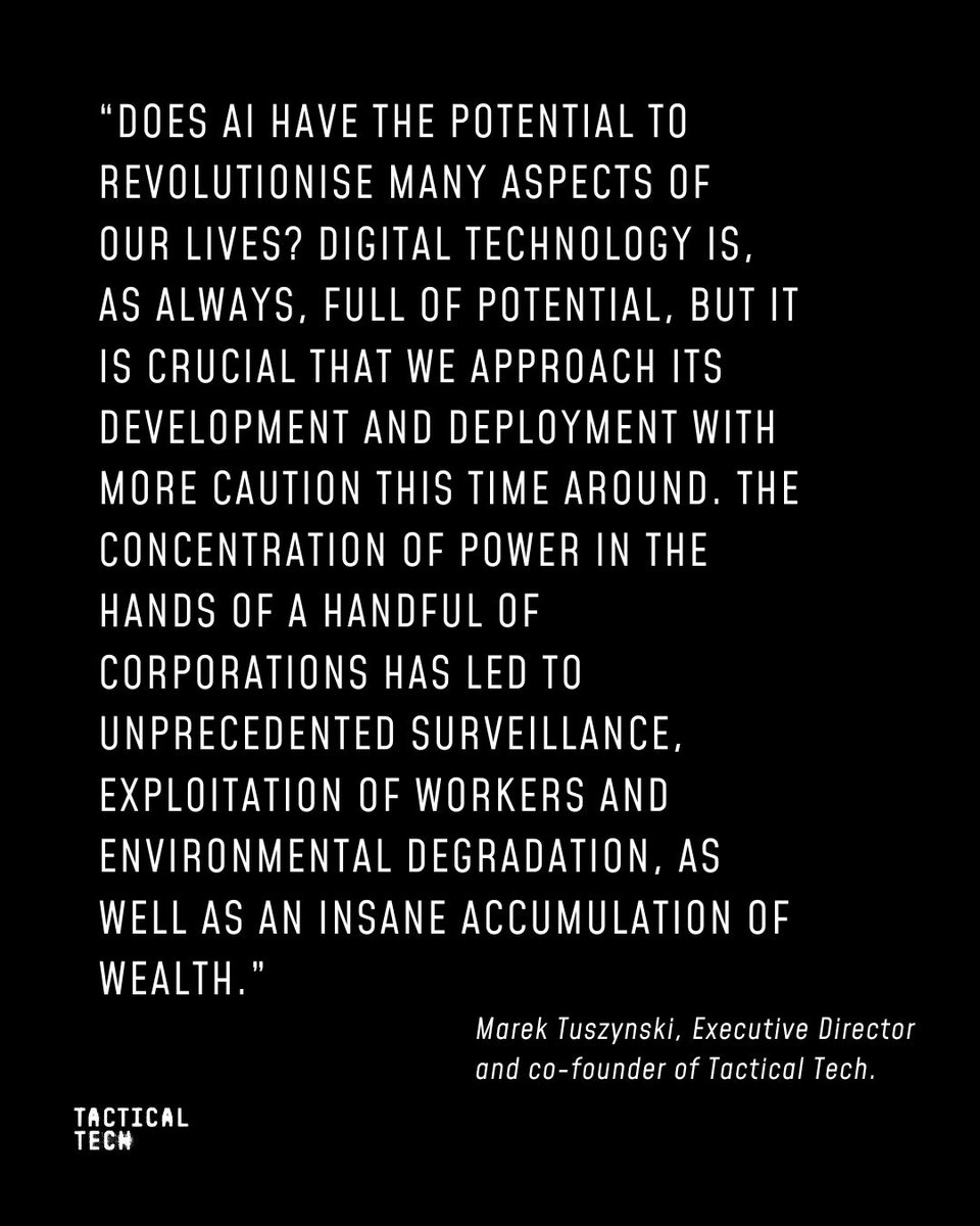 🧠 “Digital tech is full of potential — but who holds the power?”
AI is shaping the future, but at what cost?
🔗 tacticaltech.org/news/insights/…