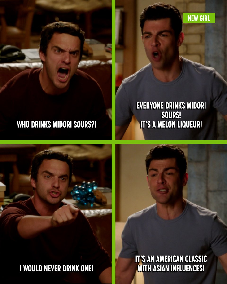 ComedyCentralUK's tweet photo. There are two types of people - those who drink Midori Sours and those who lie about drinking Midori Sours πΈπ€β¨
#NewGirl #Schmidt #NickMiller #MidoriSours https://t.co/g6ARSo5uva