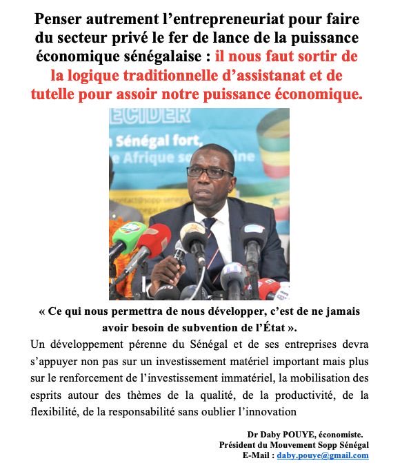 pouye_daby's tweet photo. La souveraineté du Sénégal passera par l’entrepreneuriat et l’adoption d’une démarche éthique https://t.co/pG1SEY80Ad