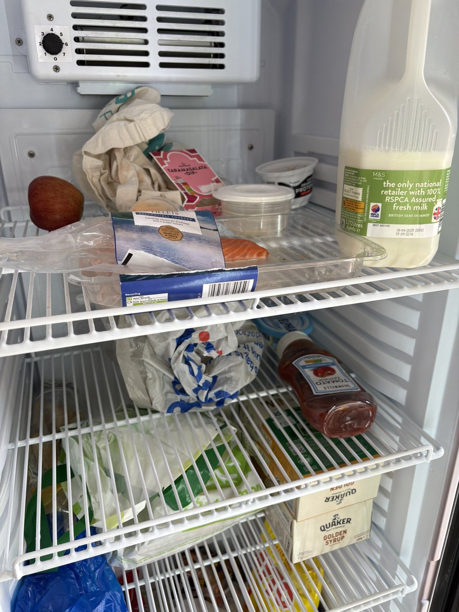 TeddyLeay's tweet photo. Salmon in the site fridge, utter woke nonsense https://t.co/lF3nAFjuL1